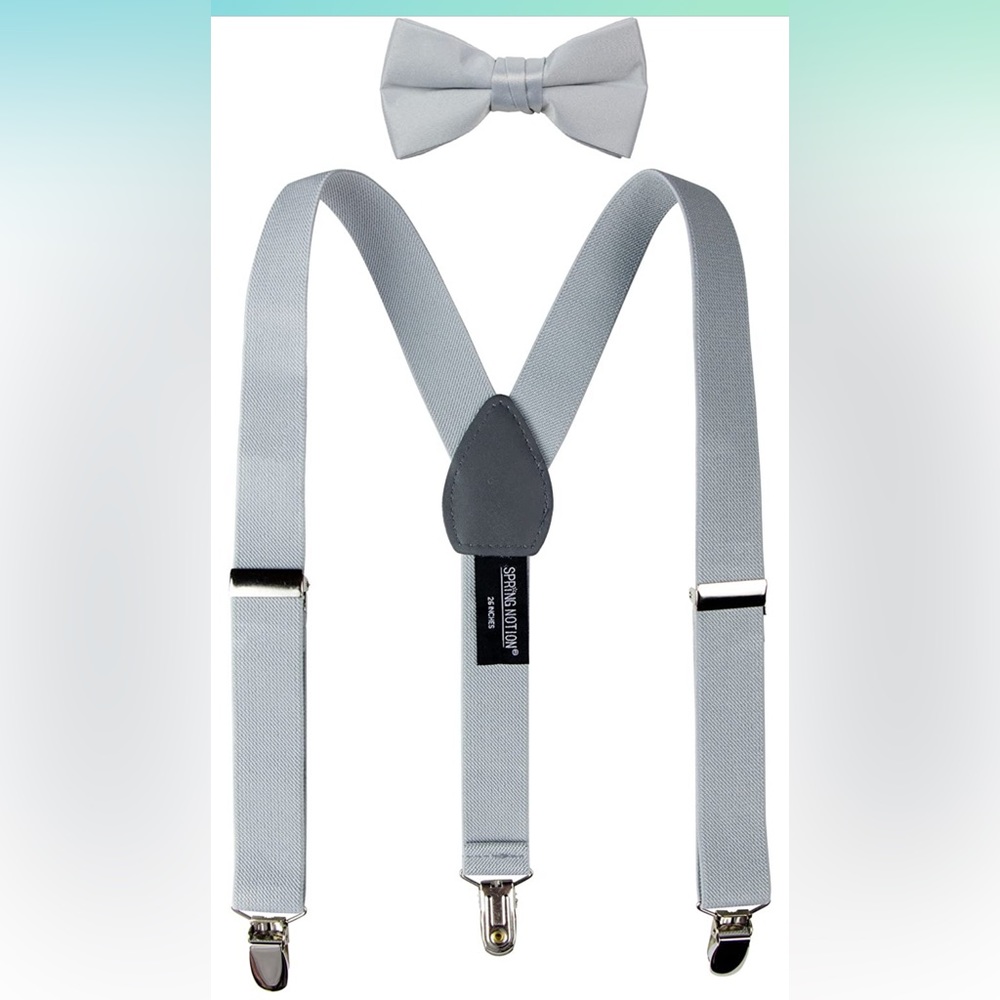 Spring Notion Boys’ Suspenders and Bow Tie Set Grey Medium